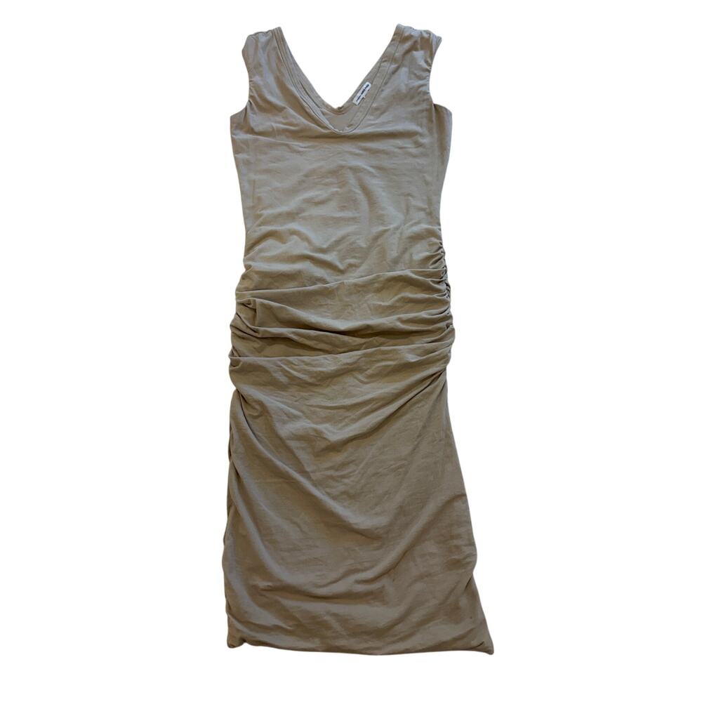 James Perse women's Sleeveless Tan Scrunch Flattering Dress
